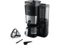 PHILIPS HD7900/50 All-in-1 Brew, mit Mahlwerk, Smart Dosierung und Duo-Kaffeebohnenbehälter, inkl. Permanentfilter Dosierlöffel Kaffeemaschine Schwarz/Silber