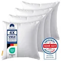 4er Set Kissen (40x40 cm) - hoher Komfort - Microfaser - Reißverschluss für Füllung - waschbar - allergikergeeignet - erholsam – Dekokissen - Weiß