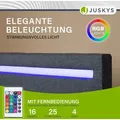 Juskys Polsterbett Paris 90 x 200 cm mit LED, Lattenrost & Kunstleder Grau - Grau