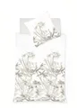 Fleuresse Halbleinen Bettwäsche 200x220 Gräser Blätter braun weiß 344216-07