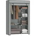 Homcom Kleiderschrank Stoffschrank Mit 6 Ablagen, Kleiderstange, Reißverschluss Faltschrank Für, Ankleidezimmer Schlafzimmer, 103 X 43 X 162,5 Cm, Hellgrau
