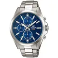 Chronograph CASIO EDIFICE, silber (blau, edelstahlfarben), Armbanduhren, Herren, Quarzuhr,Armbanduhr,Herrenuhr, Edelstahlarmband, bis 10bar wasserdicht