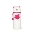 LEGAMI - Kawaii 2-in-1 Schulmäppchen aus weichem Silikon, Teddy Bear-Thema, Stifthalter, Reißverschluss, Buntstifte, Marker, H 18,5 cm