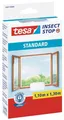 tesa Fliegengitter für Fenster Standard weiß leichter Sichtschutz 1,1m x1,3m