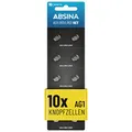 ABSINA AG1 LR621 Knopfzelle 10er Pack - 1,5V Alkaline Knopfzellen auslaufsicher & mit Langer Haltbarkeit - LR60 / SR60 / 1175S0 / 164/602 / 364 / V30 / SR621 - Knopfbatterien Batterien Batterie
