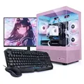 kiebel.de PC Set Gaming mit 27 Zoll TFT Zindarella V AMD Ryzen 7 5700X, 32GB DDR4, NVIDIA RTX 5050 8 GB, 1TB SSD, WLAN, Windows 11, Komplettsystem ... - Rosa/Weiß/Türkis/Schwarz