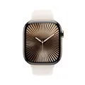 Apple Watch Series 10 LTE 46mm Gold Titangehäuse mit Starlight Sportarmband - S/M MWYX3QF/A