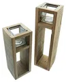 2X Windlicht-Säule Wood aus Holz & Glas, 30 + 40 cm hoch, Kerzenhalter aus recyceltem Holz, Kerzenständer, Deko-Säule für Wohnzimmer, Holzsäule mit Kerzenglas
