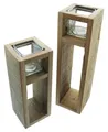 Dekoleidenschaft Bodenwindlicht "Wood" Windlicht Säule aus recyceltem Holz, Kerzenhalter, 30 + 40 cm (2 St., im Set), Kerzenständer rustikal - Jedes Stück ein Unikat - Dekosäule, Holzsäule