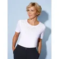 Spitzenshirt CLASSIC "Shirt", Damen, Gr. 50, weiß, 50% Baumwolle, 50% Modal, unifarben, Rundhals, Kurzarm, Shirts