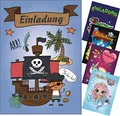CMC imports 6 er Set Kinder Geburtstag Einladungskarten für Jungen & Mädchen verschiedene Motive Einladung Kindergeburtstag! (Pirat Junge)