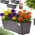 Casaria® Blumenkasten 4er Set 11 Liter Montagehalterung Indoor Outdoor Geländerkasten Balkonkasten Pflanzkasten Farbwahl  Braun