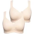 Ulla Popken Bügel-BH Mikrofaser-BH 2er-Pack ohne Bügel beige|rosa 120