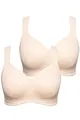 Ulla Popken Damen große Größen Übergrößen Plus Size Mikrofaser-BH, 2er-Pack, ohne Bügel, vorgeformte Cups beige 120E 793032300-120E