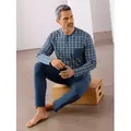 Schlafanzug, Herren, Gr. 48/50, blau (marine, kariert), 100% Baumwolle, Homewear-Sets