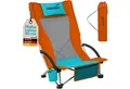 Skandika Campingstuhl Beach, Strand Stuhl, Hohe Rückenlehne, Klappstuhl, max. 136 kg (Extra breite Füße, Organizer-Tasche, robuste Stahlgestell), mit atmungsaktivem Mesh, Getränkehalter, Vordertasche, Kopfkissen