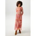 Aniston CASUAL Midikleid mit farbharmonischem Ethno-Druck - NEUE KOLLEKTION bunt|gelb|rot 38