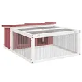 vidaXL Kaninchenstall, Hasenstall mit Nistkasten Freilaufgehege, Kaninchenkäfig für Außenbereich, Kleintierstall Kleintierhaus, Mokka Massivholz Kiefer