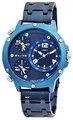 Unbekannt Elite Herrenuhr Blau Analog Triple Time Weltzeit 3 Zeiten Zeitzonen Metall Quarz 3 Bar Armbanduhr