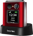 Beafon, silverline, Fold10, Klapphandy, SOS Notruftaste, XL Farbinnendiplay 2,2" (5,58cm), XL Farbaußendisplay 1,44" (3,65cm), Fotokonatakanzeige, Kamera, Lichtsignal, Tischladeschale, rot