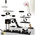 Tectake® XXL Kratzbaum für Katzen mit weichen Liegeplätzen, Sisalsäulen, Spielmaus, Hängematte, Spielbaum, 261 cm, Schwarz