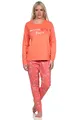 Normann Verspielter Damen Pyjama lang, Schlafanzug mit floralem Muster, Farbe:apricot, Größe:40-42