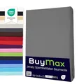 Buymax Spannbettlaken 160x200cm Doppelpack 100% Baumwolle Spannbetttuch Bettlaken Jersey, Matratzenhöhe bis 25 cm, Farbe Anthrazit-Grau