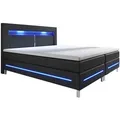 Juskys Boxbett, Schwarz, Textil, 180x200 cm, Schlafzimmer, Betten, Boxspringbetten