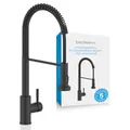 Bächlein Küchenarmatur Nedo – 360 Grad schwenkbar (matt schwarz) – Einhand-Spültischbatterie aus Edelstahl mit flexiblem Hals und Brause mit Umschalt-Taste, Wasserhahn für die Küche