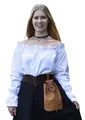 Battle-Merchant Mittelalter Langarm Carmenbluse aus Baumwolle für Damen | schulterfreie langärmlige Boho Bluse S-XXL | Halloween Karneval Kostüm (Weiß, S)