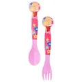 STOR Kinderbesteck Set 2-teilig Disney Prinzessinnen Kunststoff - Wiederverwendbare Gabel und Löffel mit Abgerundeter Sicherer Form für Kinder BPA Frei