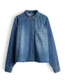 someday Damen Langarmbluse | ZEBRU Oversized Jeanshemd aus nachhaltigem BCI Cotton mid Drift Blue, 38