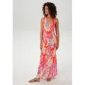 Sommerkleid ANISTON CASUAL, Damen, Gr. 42, N-Gr, bunt (orange, vanille, fuchsia, lavendel, rosa, türkis), Single Jersey, Obermaterial: 100% Viskose, bedruckt, geblümt, feminin, figurumspielend knöchellang, Rundhals, ohne Ärmel, Kleider, mit farbenfrohen Blumendruck - jedes Teil ein Unikat - NEUE KOLLEKTION