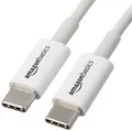 Amazon Basics USB-C-auf-USB-C Schnellladekabel, 480 Mbit/s Geschwindigkeit, USB-IF-Zertifiziert, zum Schnellladen von Apple iPhone 16/15, iPad, MacBook, Samsung Galaxy, Tablets, Laptops, 1.8 m, Weiß
