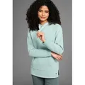 Longsweatshirt KANGAROOS, Damen, Gr. 40/42, grün (mint melange), angeraute Sweatware, Obermaterial: 80% Baumwolle, 20% Polyester, unifarben, casual, figurumspielend hüftbedeckend, Rundhals, Langarm Raglanärmel Rippbündchen, Sweatshirts, mit Logotape an der Kapuze und Schlitz am Saum