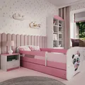 Kinderbett Jugendbett Panda 70x140, 80x160, 80x180 cm - Komplettset mit Matratze, Schublade & Rausfallschutz