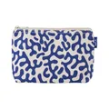Kosmetiktasche groß - Kosmetik Organizer für Damen & Herren - Reise Kulturbeutel mit Muster - 100% Bio Baumwolle - Großes Hauptfach - GOTS, Grüner Punkt Zertifiziert (Greige/Blue Coral Print)