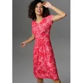 Aniston SELECTED Sommerkleid mit Palmen und Blüten in Knallfarbe rot 38