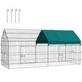PawHut Kleintierkäfig Freilaufgehege 220 x 85 x 103 cm mit Abdeckung, 4 Türen, Meerschweinchen Gehege für Kaninchen, Indoor, Outdoor
