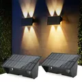 Weinsamkeit Wandleuchte Aussen 2 Stück Up and Down Leuchten Solarleuchte für Außen Led Beleuchtung, IP65 Wasserdicht Außenwandleuchten für Terrasse, Garten, Stufen und Treppen, Schwarz