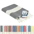 furora Holiday Strandtuch groß 100x200 cm: Baumwolle, leicht lang dünn kompakt - Premium Qualität | Hamamtuch Saunatuch, Fouta Strandhandtuch XXL | Damen & Herren Badetuch Stranddecke Picknickdecke