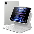 ESR Ascend Tastatur Hülle Lite, iPad Tastaturhülle kompatibel mit iPad Pro 11/iPad Air 5/4, magnetische abnehmbare Hülle, verstellbarer Hoch-/Querformatmodus, leicht und tragbar, federnde Tasten, Weiß