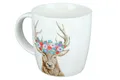 Porzellan Tasse "Hirsch mit Blumenkranz" weiß/braun 380ml