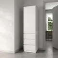 Home Collective Kleiderschrank Garderobenschrank Mehrzweckschrank Schrank | viel Stauraum mit 3 Schubladen & 2 Einlegeböden | Hochschrank Schlafzimmer Flur Büro | Möbel Organizer | 50x181x41 cm | weiß