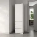 Home Collective Kleiderschrank Garderobenschrank Mehrzweckschrank Schrank | viel Stauraum mit 3 Schubladen & 2 Einlegeböden | Hochschrank Schlafzi... - Weiß