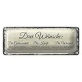 Blechschild Spruch 3 Wünsche Gelassenheit Krafrt 27x10cm