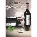 Komma³ Einladungskarte Geburtstag "Weinflasche und Kleeblatt" 5er Beutel (5 Stk.) (51-003)