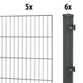 10m Einstabmattenzaun Set Standard 50cm hoch anthrazit 6 Pfosten 40/40 GARDEN N