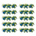 VEVOR 10x Kunstblumen 500x220x120mm Kunstrosen-Arrangement-Bouquet Blau Weiß
