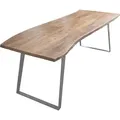Esstisch Baumkante Akazie natur 240 x 100 silber schräges U-Gestell HOBART - Beige